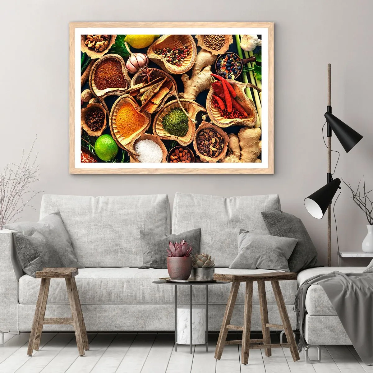 Poster in einem Rahmen aus heller Eiche - Nimm was du willst - 91x61 cm