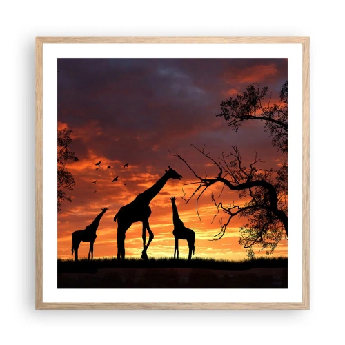 Poster in einem Rahmen aus heller Eiche - Ein kleines Abendessen mit deinen Liebsten - 60x60 cm