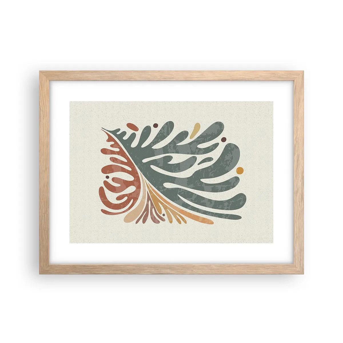 Poster in einem Rahmen aus heller Eiche - Mehrfarbiges Blatt - 40x30 cm