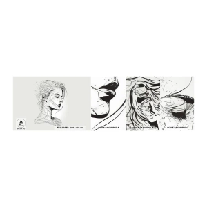 Fototapetenmuster Standard Eco - Porträt im Gedanken - Frau, Porträt, Linie - 100x30 cm