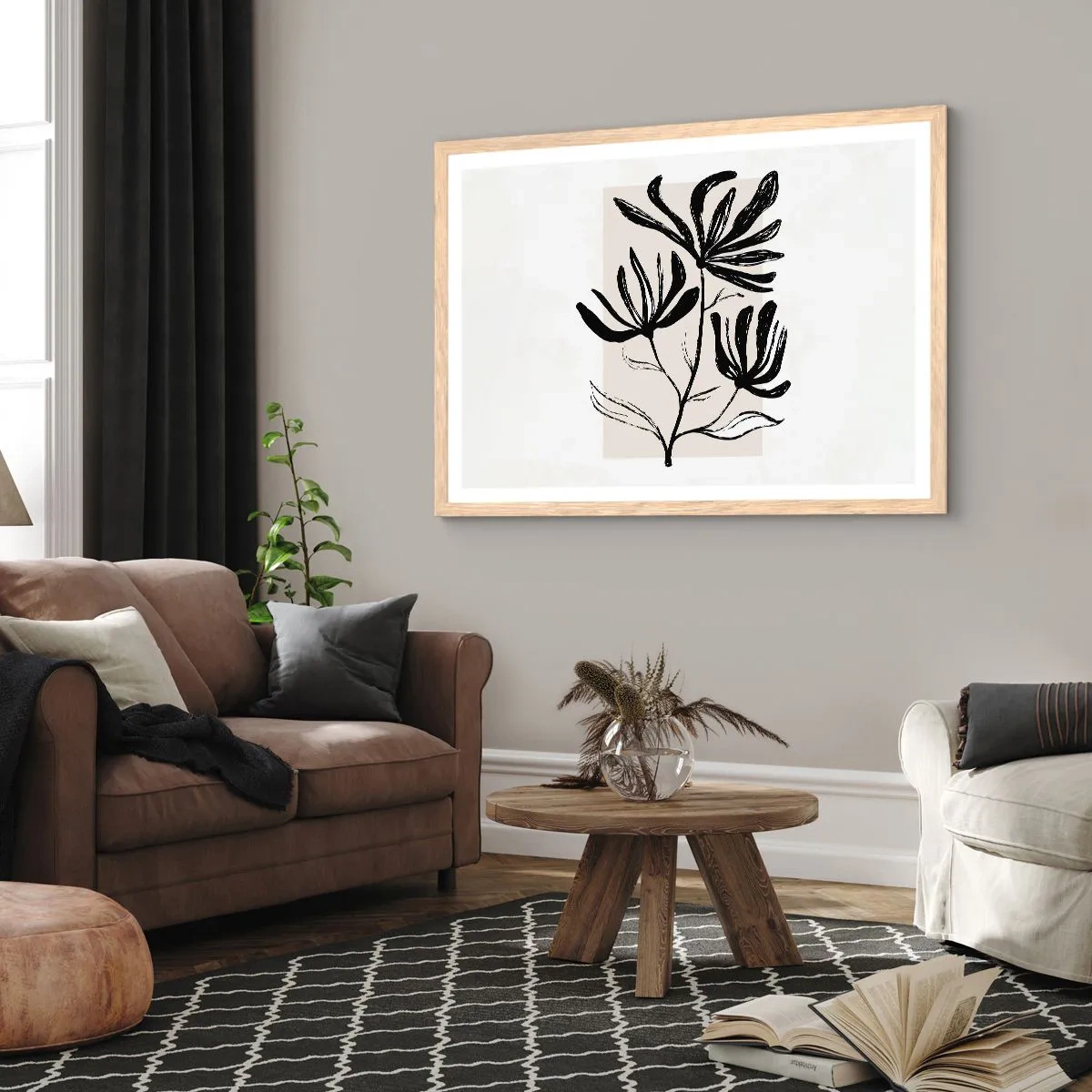 Poster in einem Rahmen aus heller Eiche - Skizze für das Herbarium - 91x61 cm