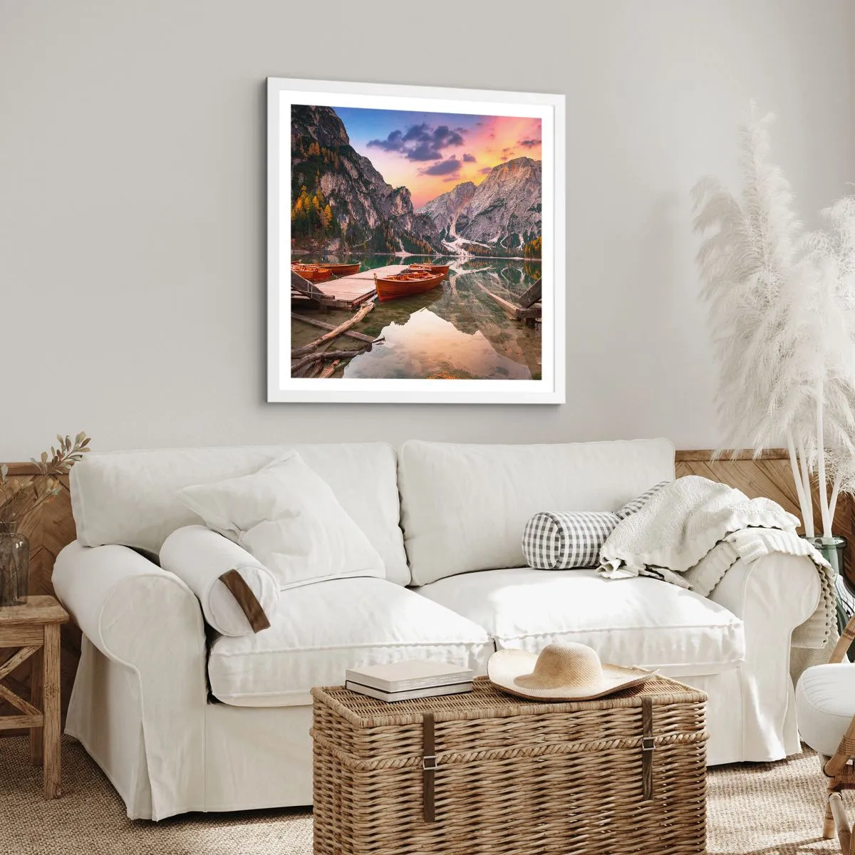 Poster in einem weißen Rahmen - Versprechen des Tages - 50x50 cm