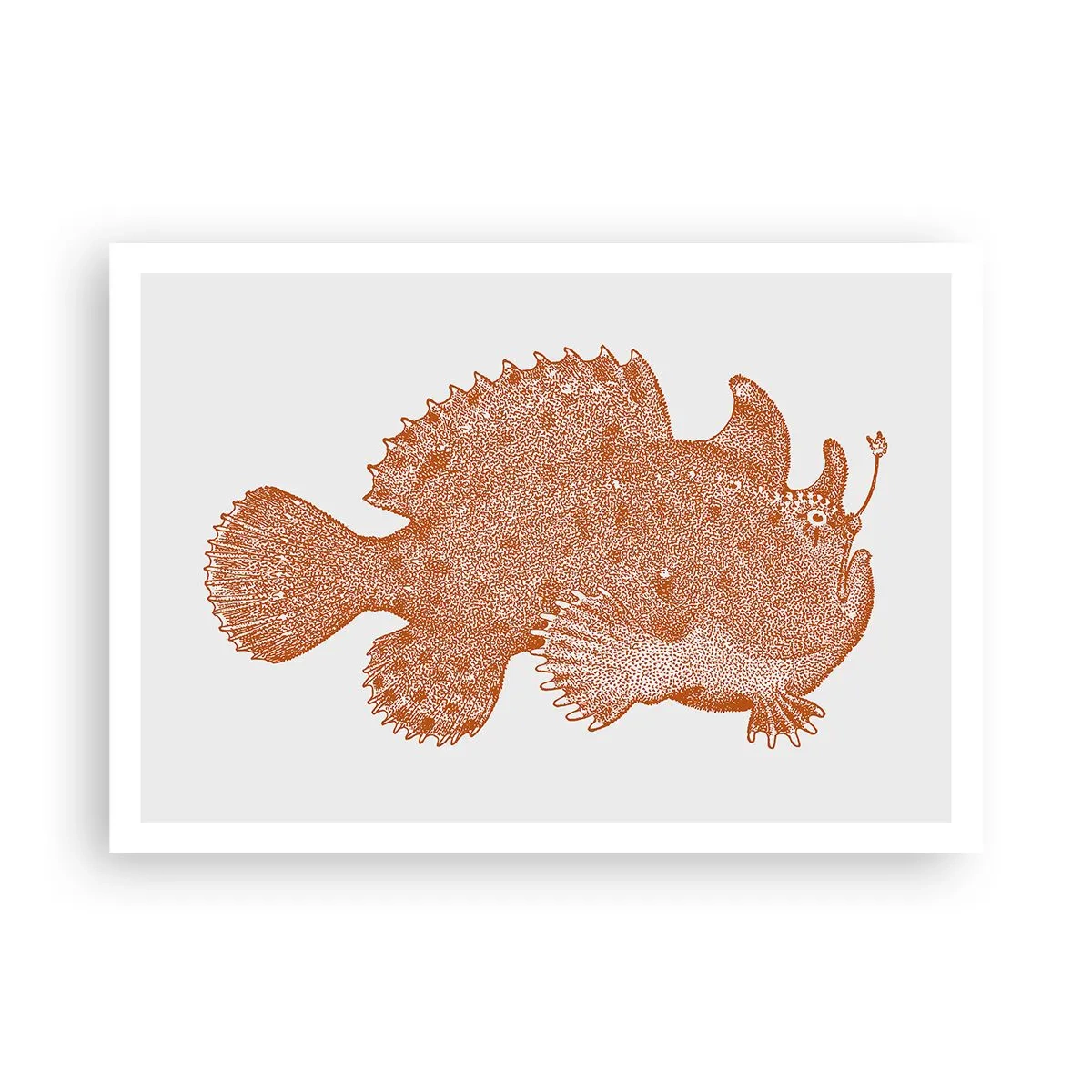 Poster - Detaillierte Zeichnung eines kupferfarbenen Fisches auf weißem Hintergrund - 100x70cm - Es ist also doch ein Fisch - Moderne Wanddekoration für Wohnzimmer und Schlafzimmer ARTTOR