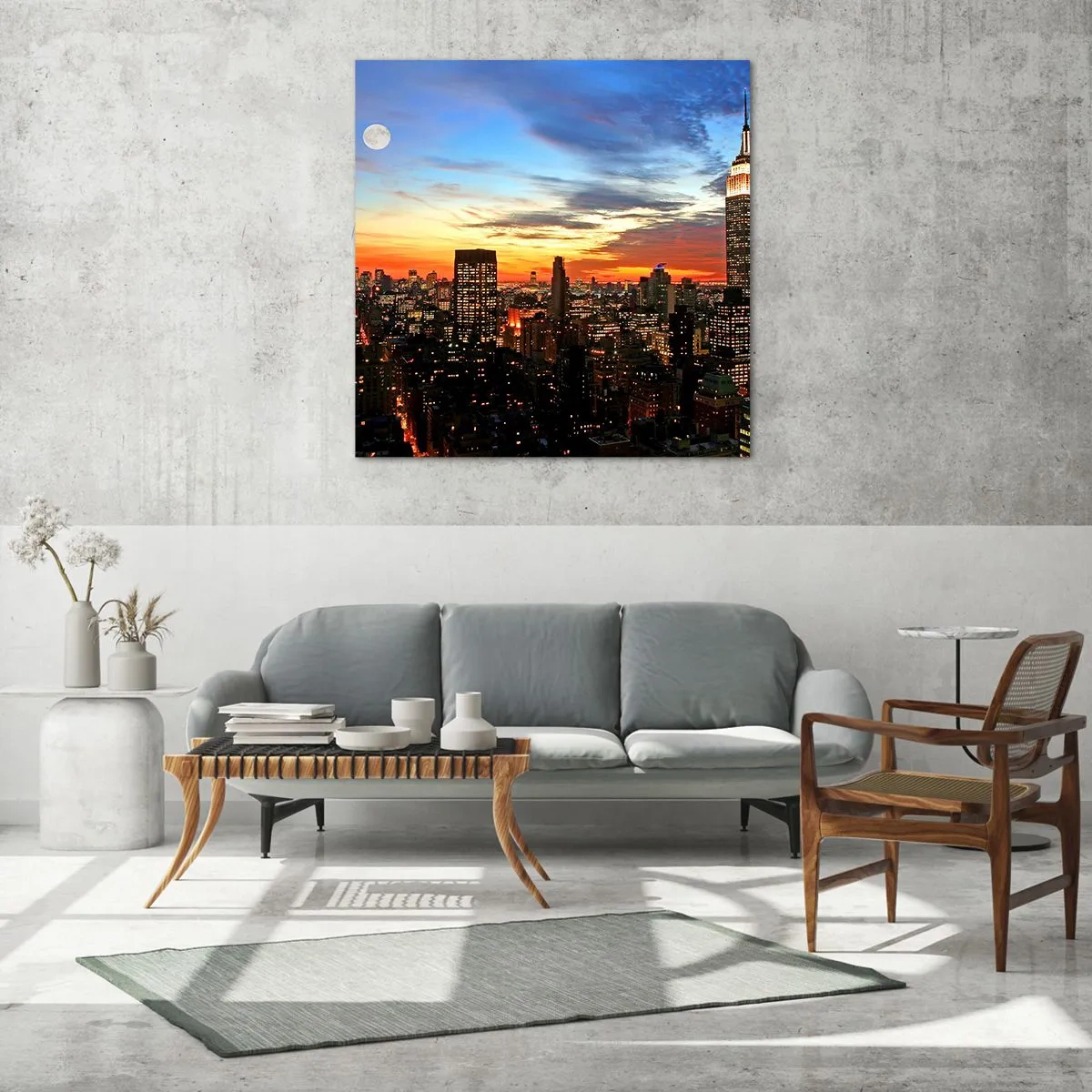 Glasbild - Bild auf glas - Leuchtende amerikanische Nacht - 60x60 cm