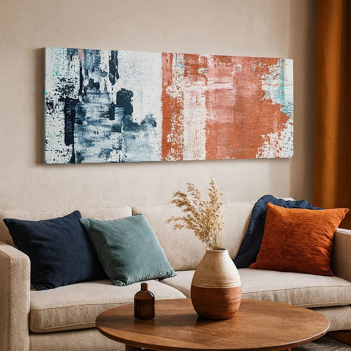 Bild auf Leinwand - Leinwandbild - Fünfzig-Fünfzig abstrakt - 100x40 cm