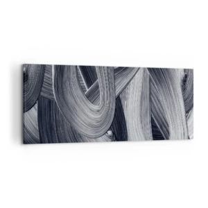 Bild auf Leinwand - Leinwandbild - Schwarz-Weiß-Abstraktion mit dynamischen Pinselstrichen. - 120x50cm - Die Fließfähigkeit der Realität - Moderne Wanddekoration für Wohnzimmer und Schlafzimmer ARTTOR