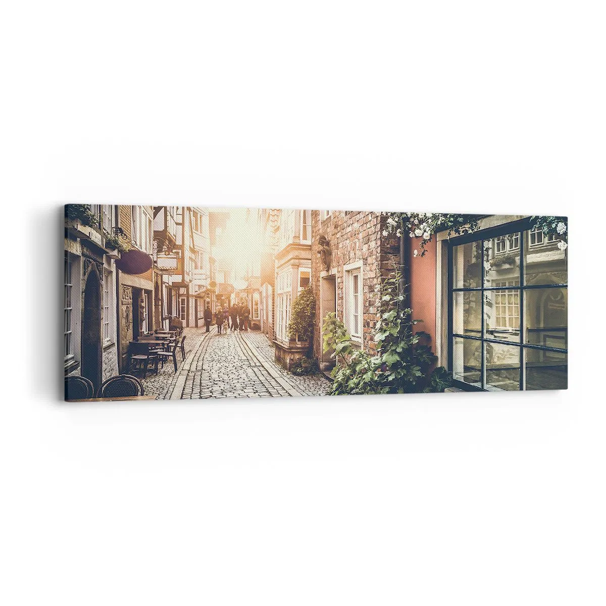 Bild auf Leinwand - Leinwandbild - Rosenallee im rosa Schein - 90x30 cm