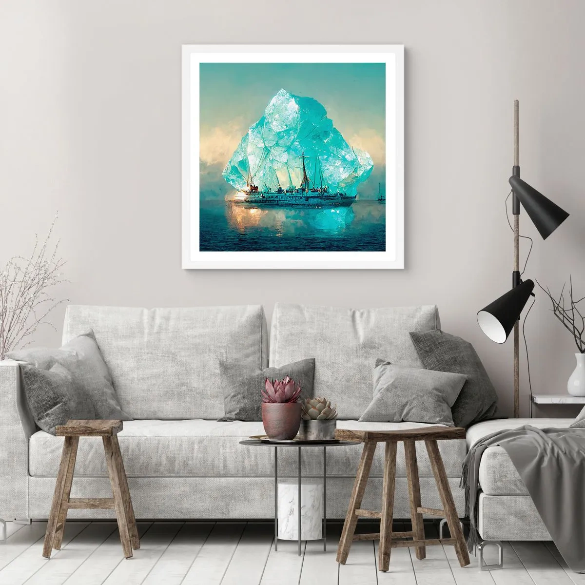 Poster in einem weißen Rahmen - Arktischer Diamant - 50x50 cm