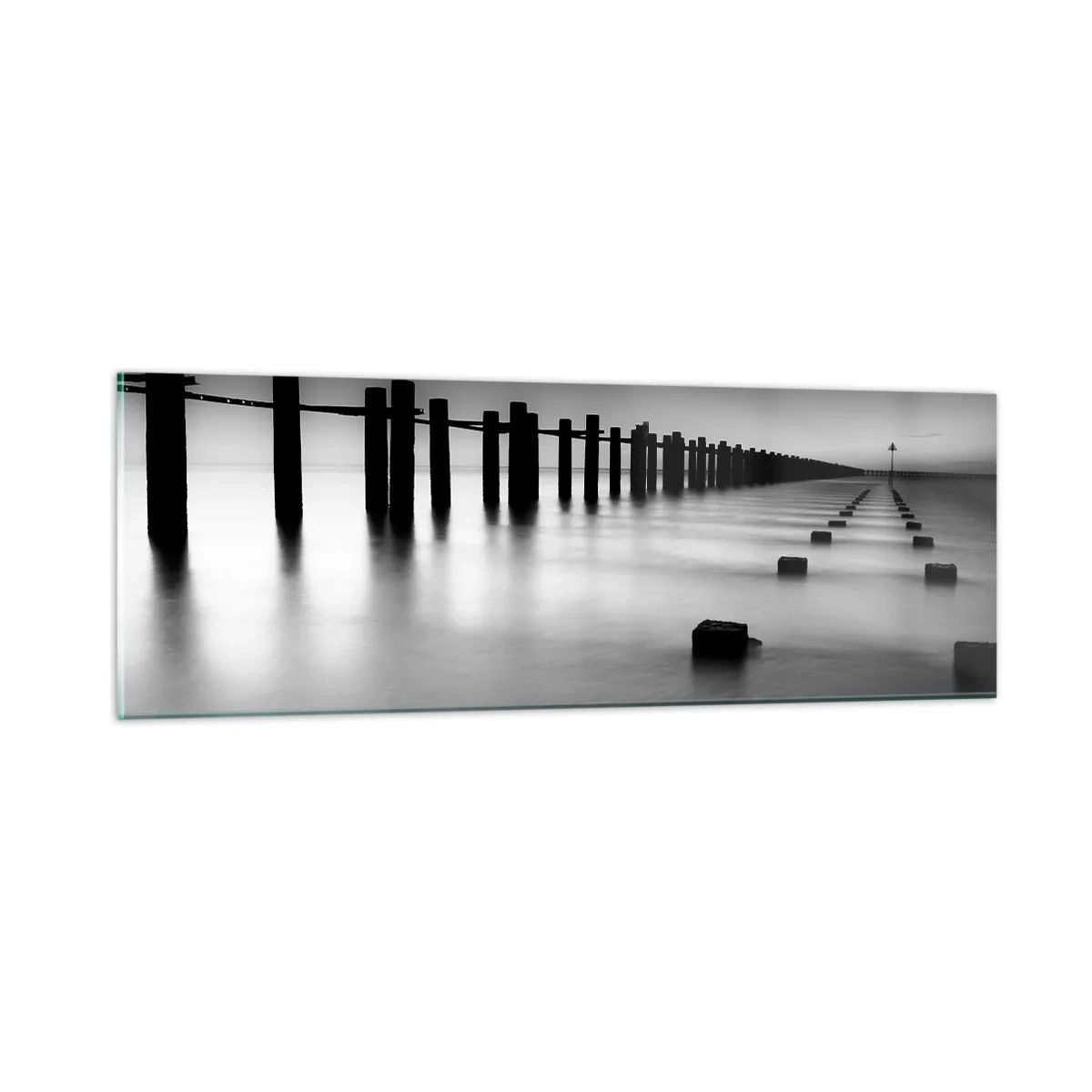 Glasbild - Bild auf glas - Graue Distanz im Nebel - 90x30 cm