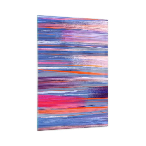 Glasbild - Bild auf glas - Abstrakte vertikale Linien in Blau- und Rosatönen - 70x100cm - Aufstieg zum Regenbogen - Moderne Wanddekoration für Wohnzimmer und Schlafzimmer ARTTOR