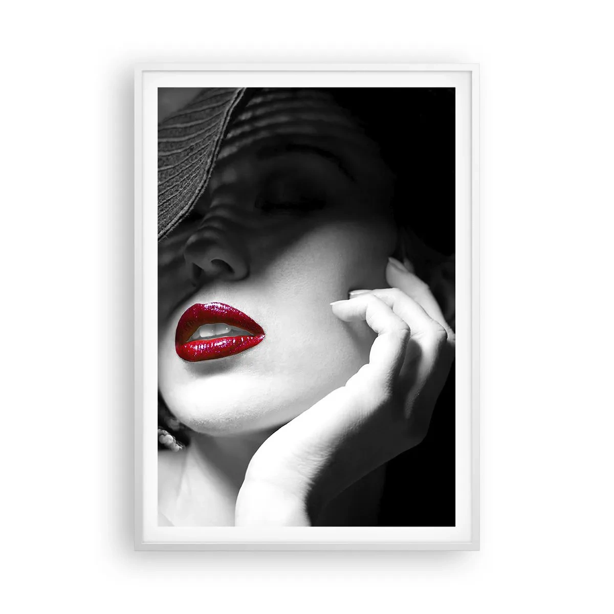 Poster in einem weißen Rahmen - Eine Studie in Scharlachrot - 70x100 cm