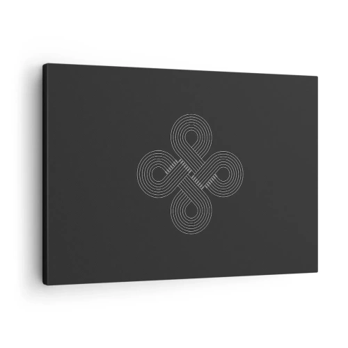 Bild auf Leinwand - Leinwandbild - Keltisches Muster im minimalistischen Stil auf schwarzem Hintergrund - 70x50cm - Im keltischen Geist - Moderne Wanddekoration für Wohnzimmer und Schlafzimmer ARTTOR
