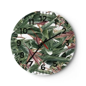 Wanduhr - Glasuhr - Smaragd-lila Dickicht - 30x30 cm