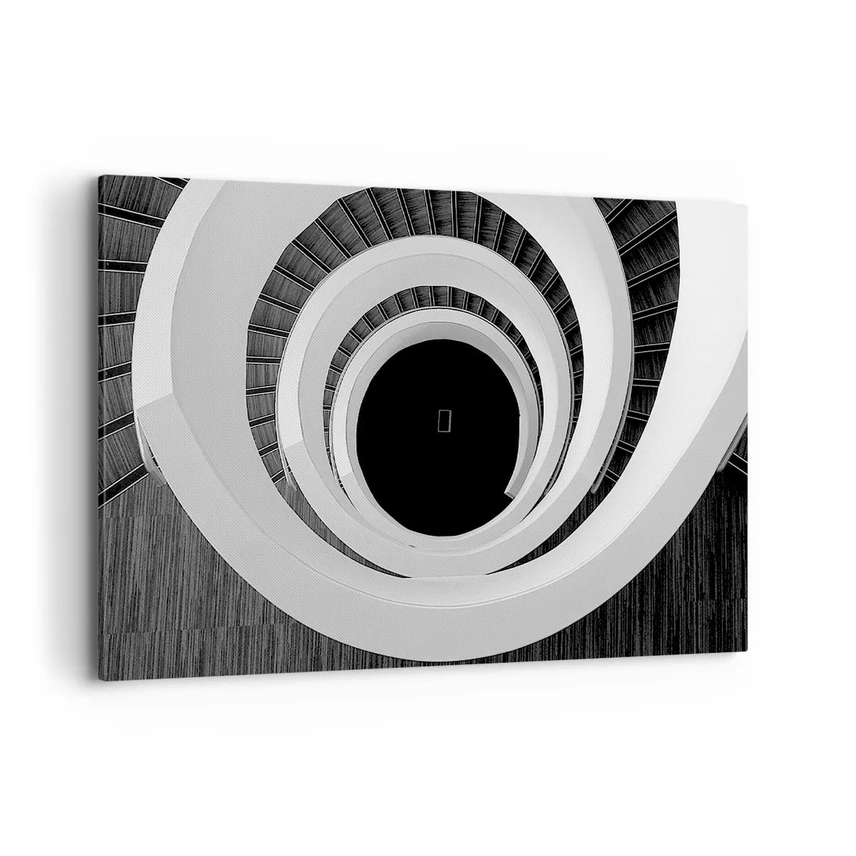 Bild auf Leinwand - Leinwandbild - Schwarz-weiße Wendeltreppe im modernen Stil - 120x80cm - Zum Kern der Sache - Moderne Wanddekoration für Wohnzimmer und Schlafzimmer ARTTOR