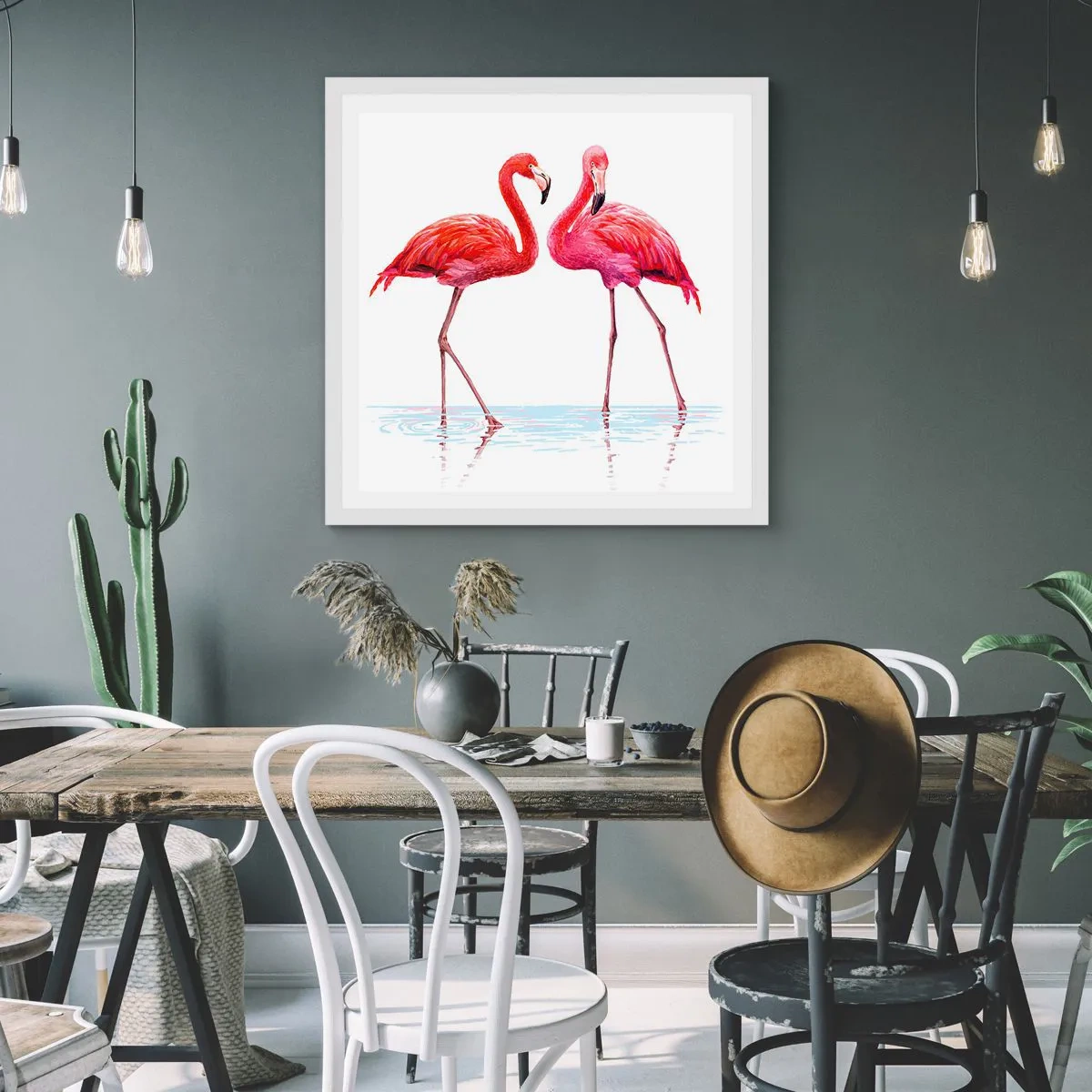 Poster in einem weißen Rahmen - Rosa randez-vous - 40x40 cm