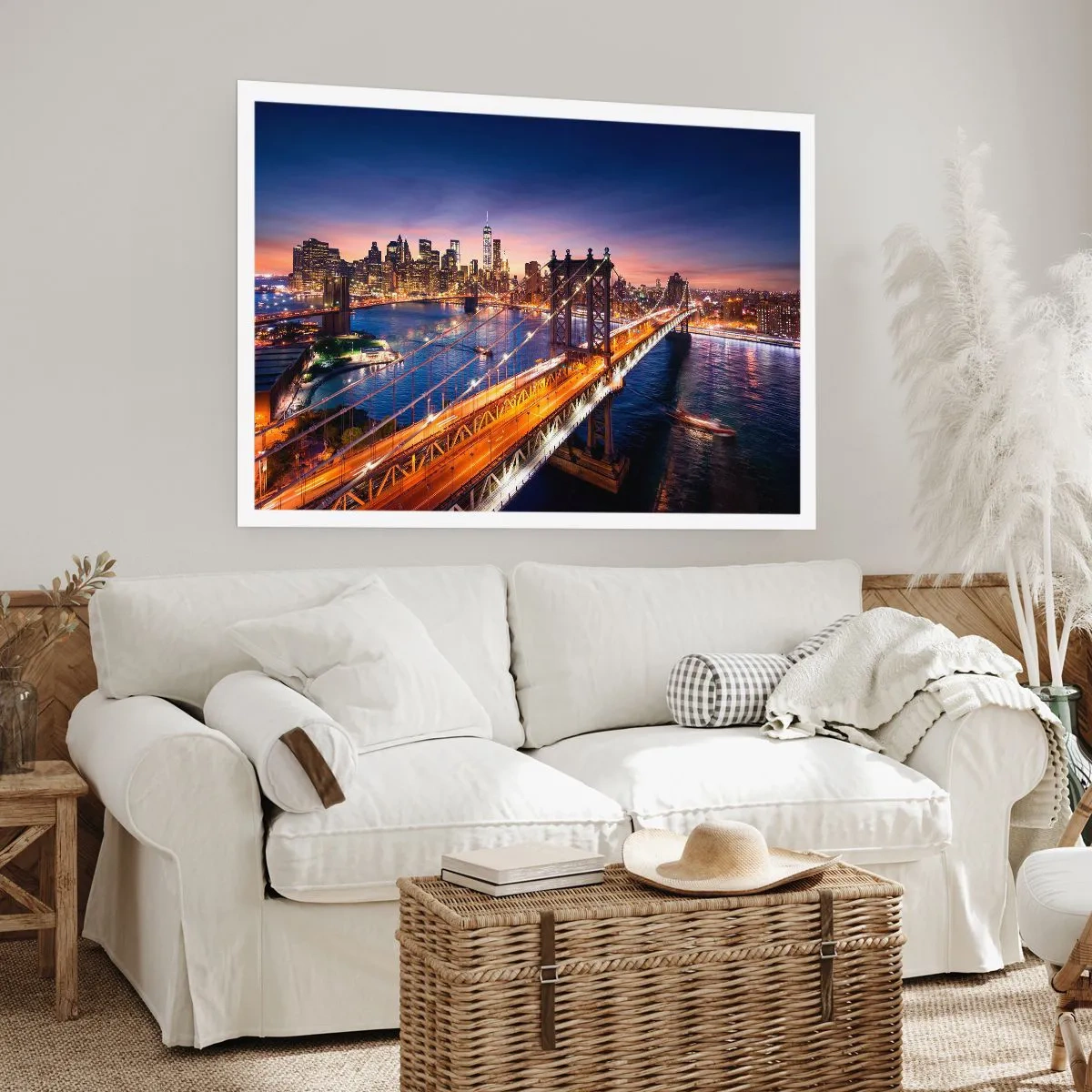 Poster - Eine leuchtende Brücke zum Herzen der Stadt - 70x50 cm