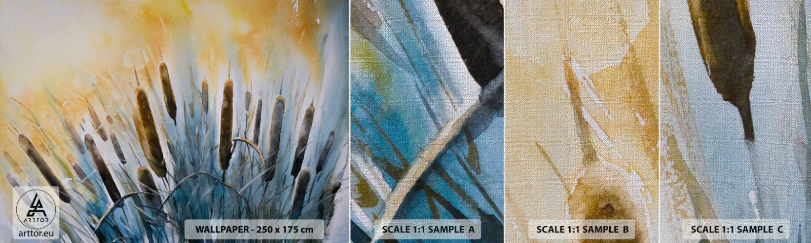 Fototapeten Muster Premium Canvas - Die Kälte des Wassers, die Hitze der Sonne - Stock, Landschaft, Blumen - 100x30 cm