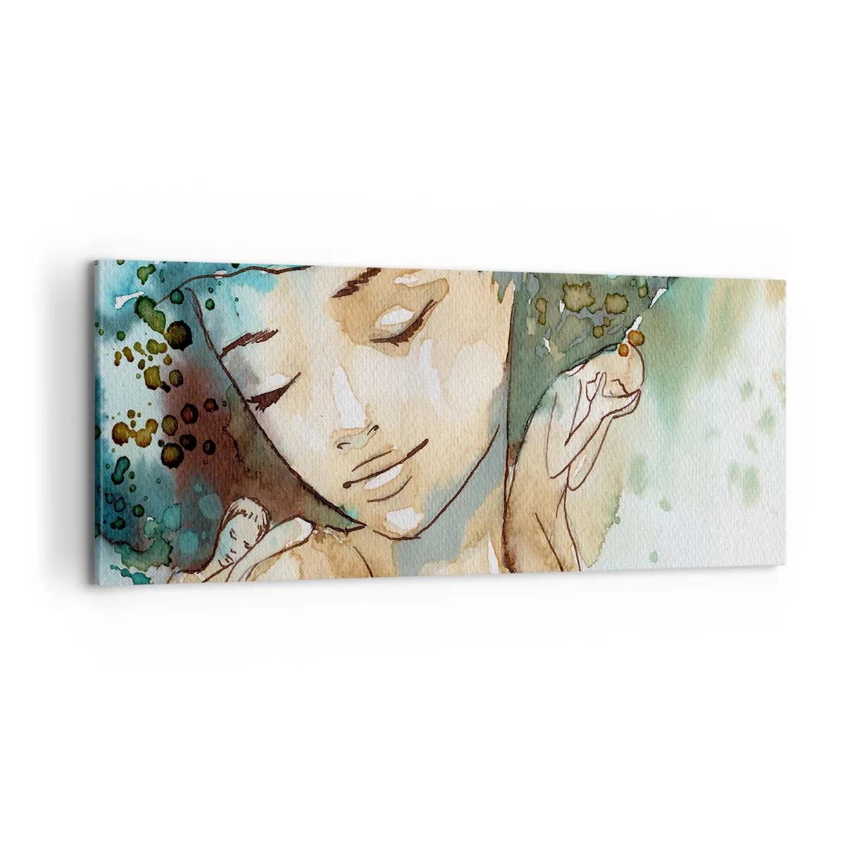 Bild auf Leinwand - Leinwandbild - Dame in Blau - 100x40 cm
