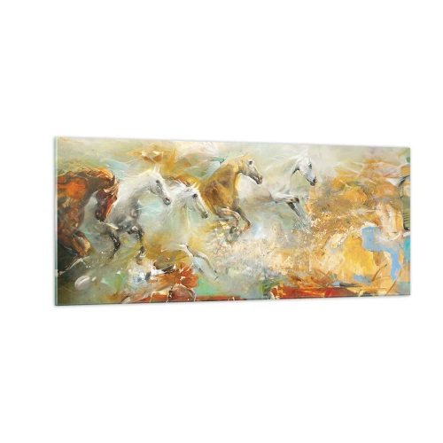 Glasbild - Bild auf glas - Im Galopp durch das Licht - 100x40 cm