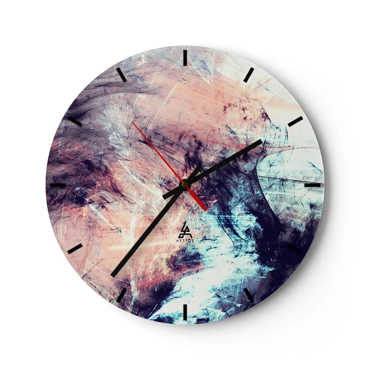 Wanduhr - Glasuhr - Abstrakte Komposition in Pastelltönen - 30x30cm - Fühle den Wind - Moderne Wanddekoration für Wohnzimmer, Küche und Schlafzimmer ARTTOR