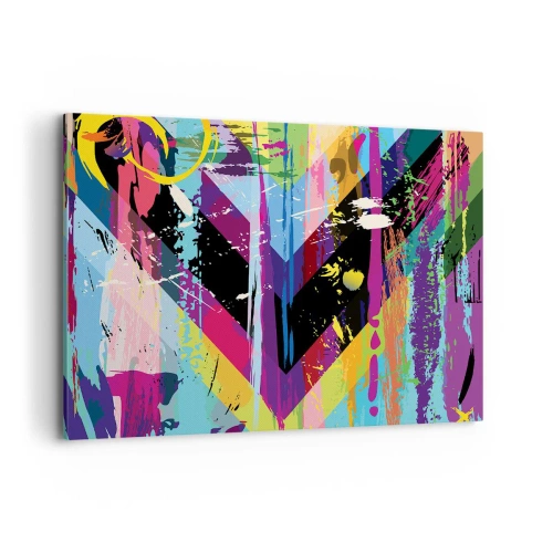 Bild auf Leinwand - Leinwandbild - Abstraktes Muster mit bunten geometrischen Formen - 120x80cm - Von oben nach unten - Moderne Wanddekoration für Wohnzimmer und Schlafzimmer ARTTOR