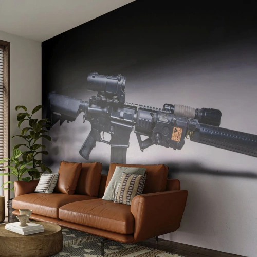 Selbstklebende Fototapete Deluxe Sticker - dunkler Ritter - Militär, Gewehr, Waffe - 250x175 cm