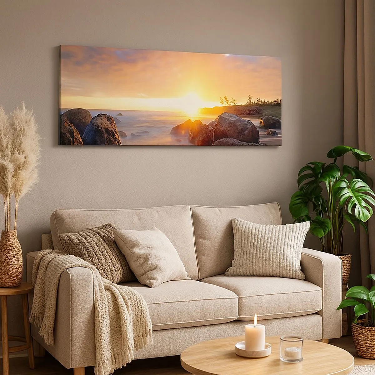 Bild auf Leinwand - Leinwandbild - Leuchtende Brise des Abends - 100x40 cm
