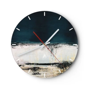 Wanduhr - Glasuhr - Abstrakte Landschaft in dunklen und hellen Tönen - 30x30cm - Horizontale Komposition - Moderne Wanddekoration für Wohnzimmer, Küche und Schlafzimmer ARTTOR