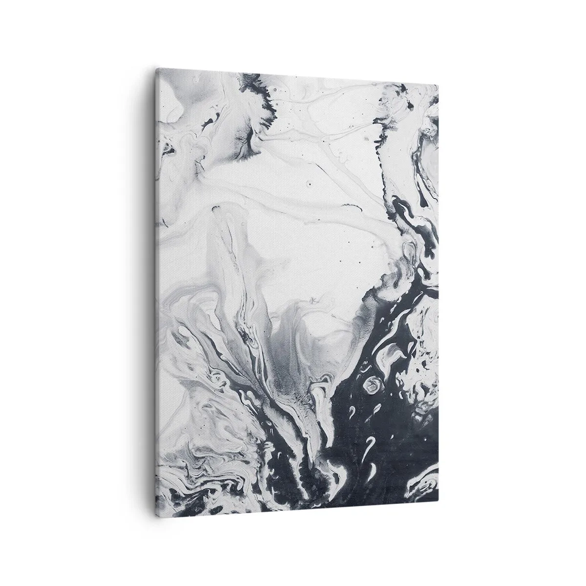 Bild auf Leinwand - Leinwandbild - Monochromes abstraktes Muster mit Marmoreffekt - 50x70cm - Das Innere der Erde - Moderne Wanddekoration für Wohnzimmer und Schlafzimmer ARTTOR