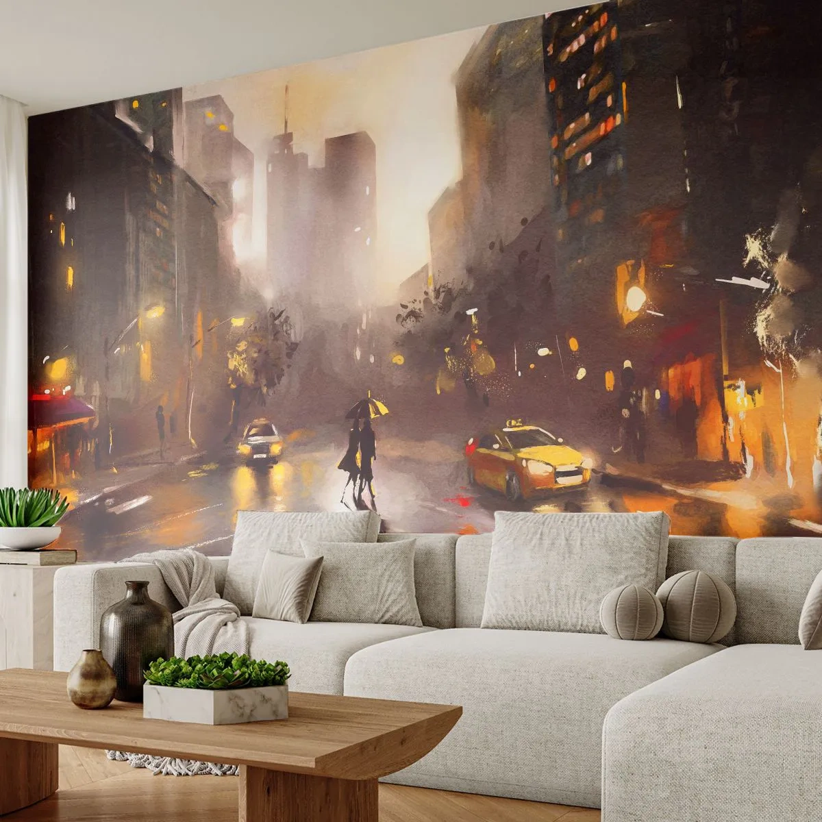 Fototapete Premium Sand - Im Licht von New York - New York, Manhattan, Die Architektur - 100x70 cm