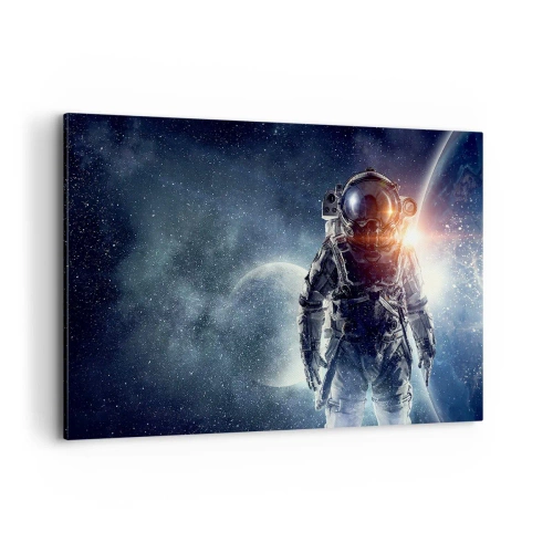 Bild auf Leinwand - Leinwandbild - Astronaut vor dem Hintergrund des Weltraums und des Planeten Erde - 120x80cm - Weltraumabenteuer - Moderne Wanddekoration für Wohnzimmer und Schlafzimmer ARTTOR