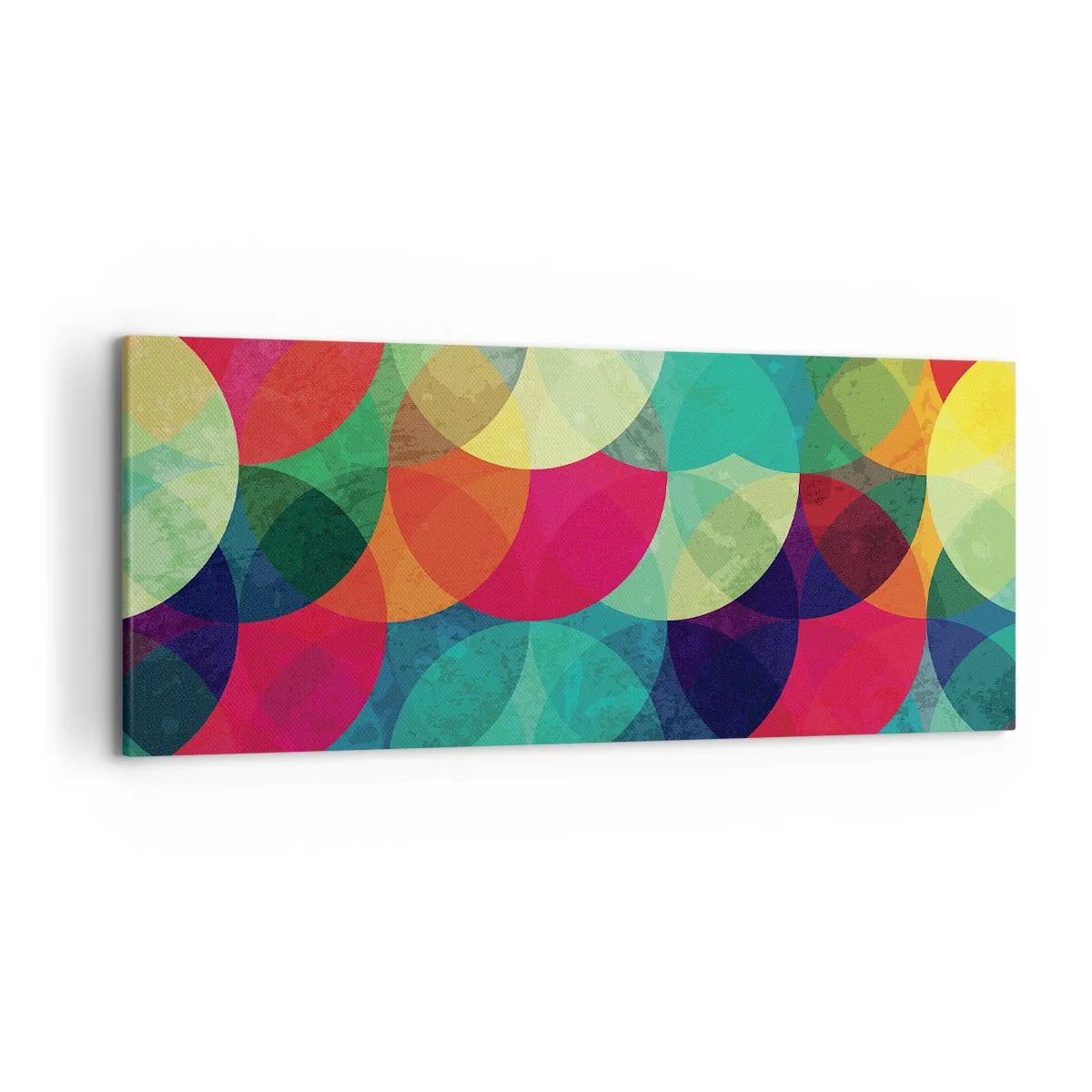 Bild auf Leinwand - Leinwandbild - Bunte geometrische Muster aus Kreisen und Halbkreisen - 120x50cm - Aufstieg zum Regenbogen - Moderne Wanddekoration für Wohnzimmer und Schlafzimmer ARTTOR
