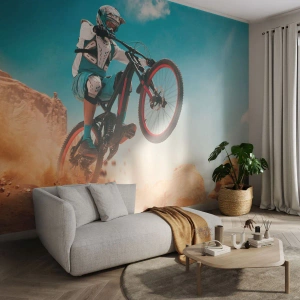 Selbstklebende Fototapete Deluxe Sticker - Fahrrad-Wahnsinn-Dämon - Fahrrad, Geschwindigkeit, Sportwettkämpfe - 150x105 cm