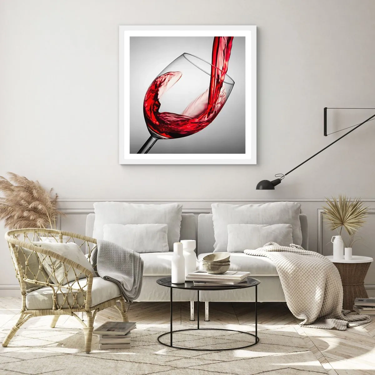 Poster in einem weißen Rahmen - Farbe – Bewegung – Klang - 60x60 cm