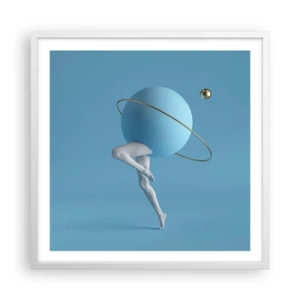 Poster in einem weißen Rahmen - Und die Planeten spielen verrückt - 60x60 cm