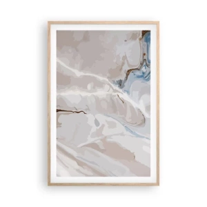 Poster in einem Rahmen aus heller Eiche - Blau schlängelt sich unter dem Weiß - 61x91 cm