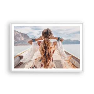 Poster in einem weißen Rahmen - Auf dem Weg zum Glück - 91x61 cm