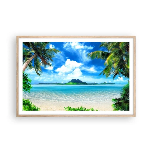 Poster in einem Rahmen aus heller Eiche - Das Azurblau der Tropen - 91x61 cm