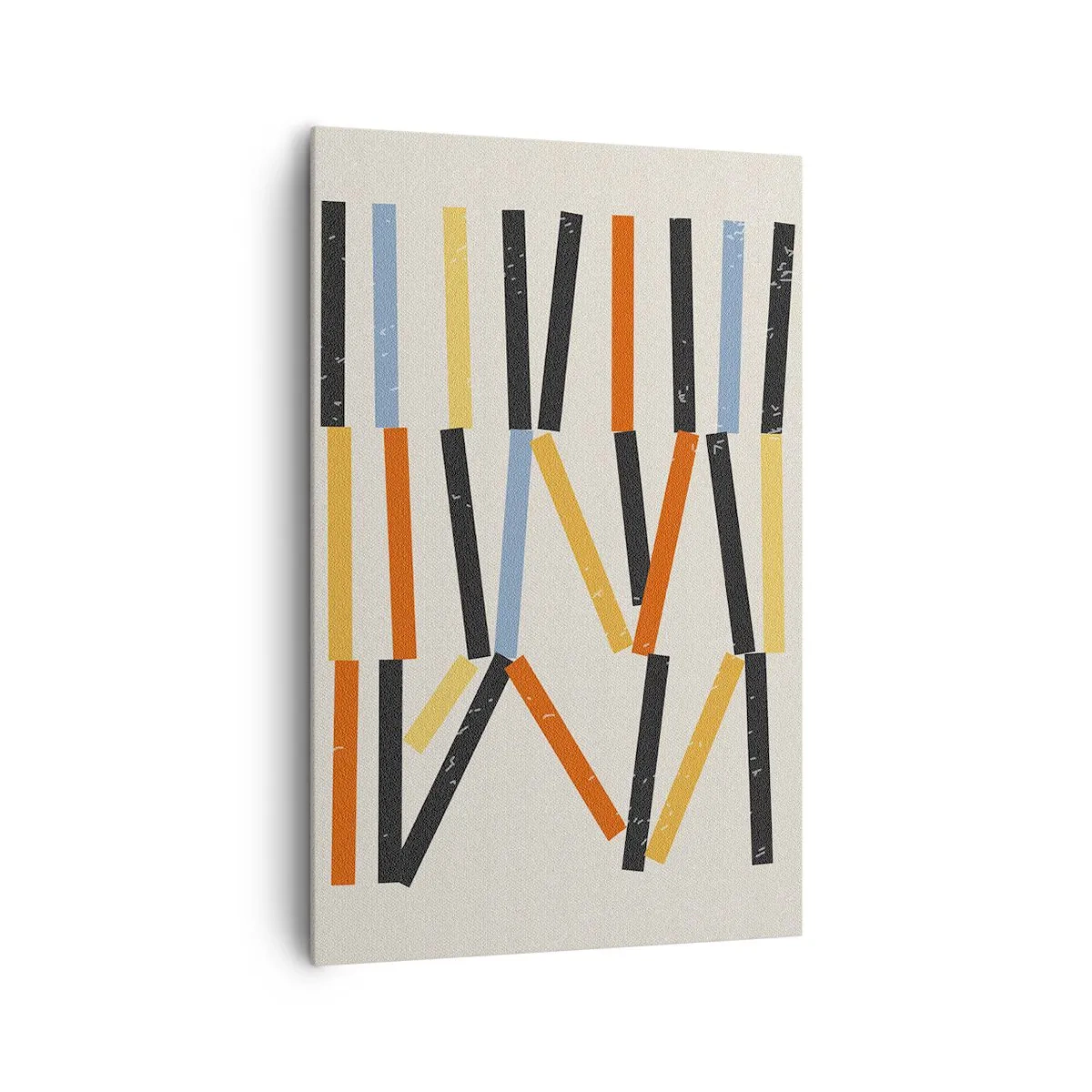 Bild auf Leinwand - Leinwandbild - Abstrakte Komposition mit farbigen und schwarzen Rechtecken in horizontaler Anordnung - 80x120cm - Komposition auf der Ebene - Moderne Wanddekoration für Wohnzimmer und Schlafzimmer ARTTOR