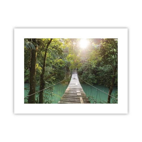 Poster - Über das azurblaue Wasser zum azurblauen Wald - 40x30 cm