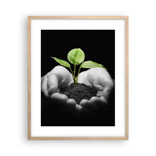 Poster in einem Rahmen aus heller Eiche - Ich liebe die Natur, ich beschütze sie - 40x50 cm