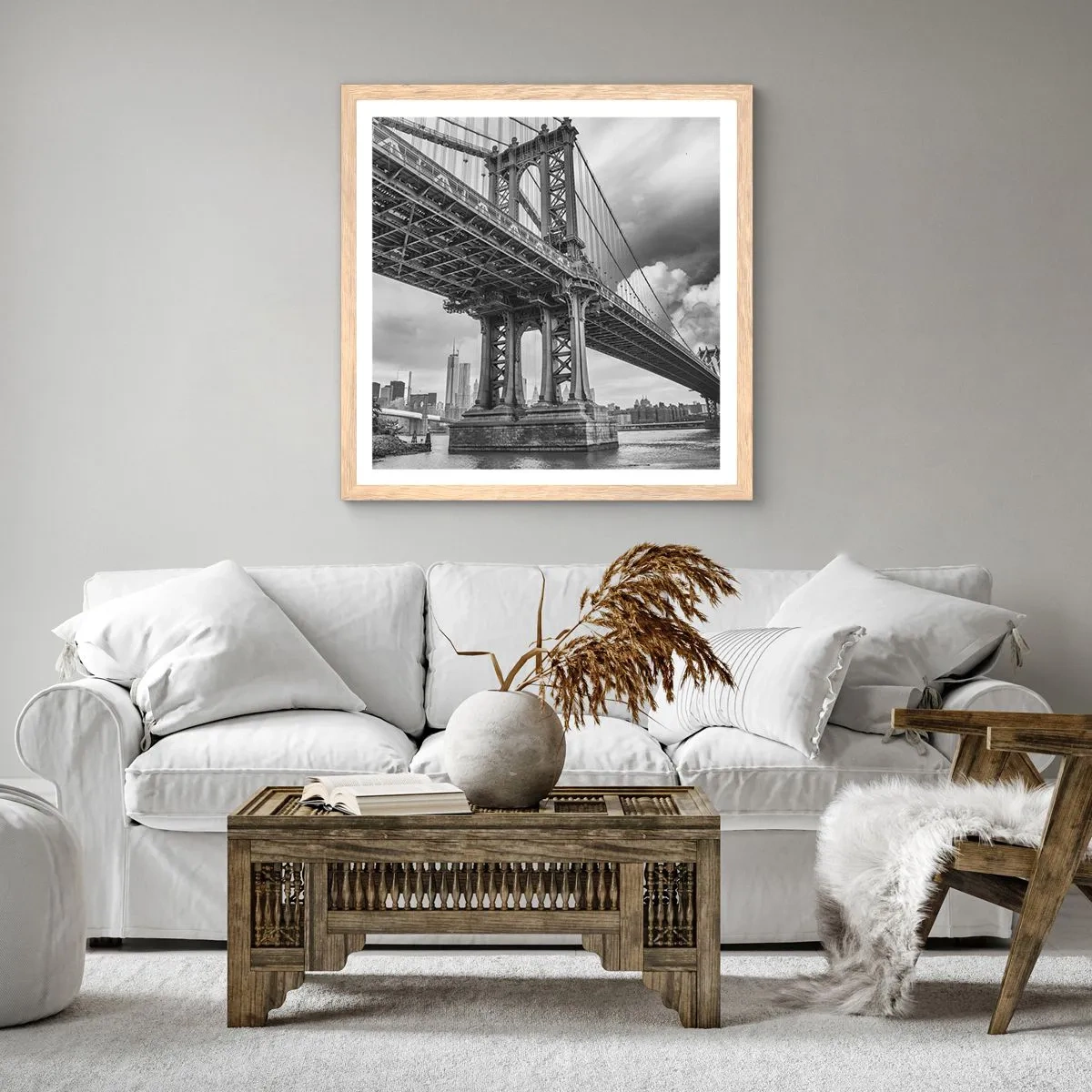 Poster in einem Rahmen aus heller Eiche - Ins Herz der Stadt - 60x60 cm