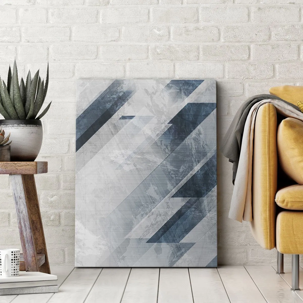 Bild auf Leinwand - Leinwandbild - Räumliche Komposition - graue Bewegung - 55x100 cm