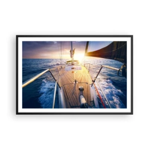 Poster in einem schwarzem Rahmen - Laufen unter den Wellen - 91x61 cm