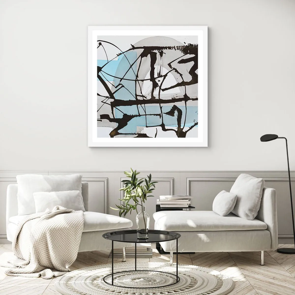 Poster in einem weißen Rahmen - Trotzdem blau - 30x30 cm