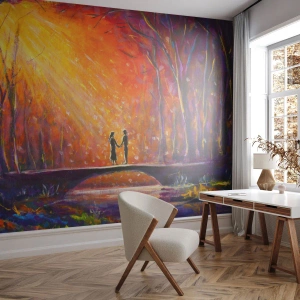 Selbstklebende Fototapete Deluxe Sticker - Der Himmel liebt sie auch - Abstraktion, Liebespaar, Landschaft - 350x256 cm