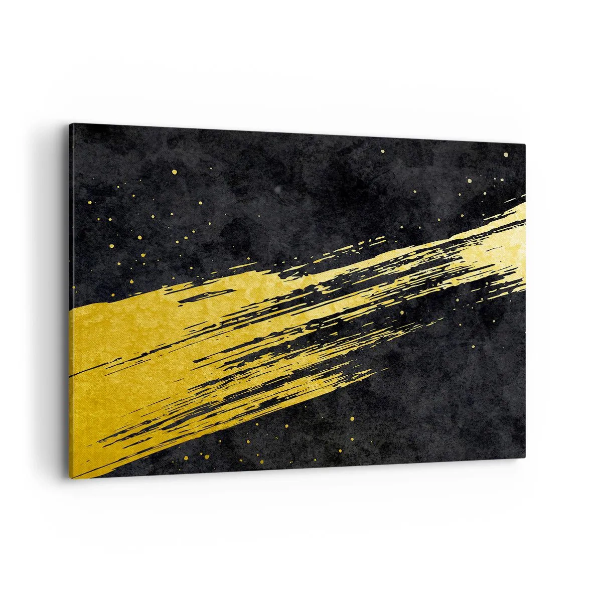Bild auf Leinwand - Leinwandbild - Schwarzer Hintergrund mit dynamischen goldenen Pinselstrichen - 100x70cm - Sprung in den Hyperraum - Moderne Wanddekoration für Wohnzimmer und Schlafzimmer ARTTOR