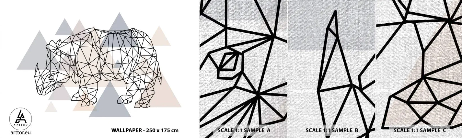 Fototapeten Muster Premium Canvas - Struktur der Stärke - Abstraktion, Grafik, Nashorn - 100x30 cm