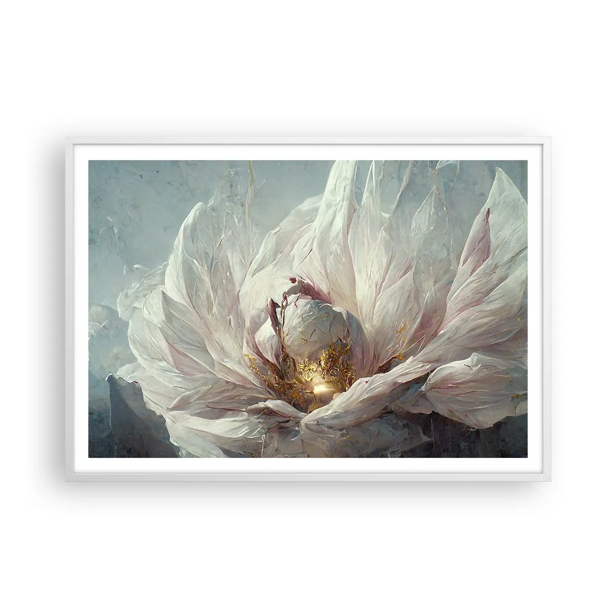 Poster in einem weißen Rahmen - Sie blüht alle hundert Jahre einmal - 100x70 cm