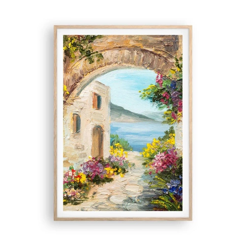 Poster in einem Rahmen aus heller Eiche - Charme einer Küstenprovinz - 70x100 cm